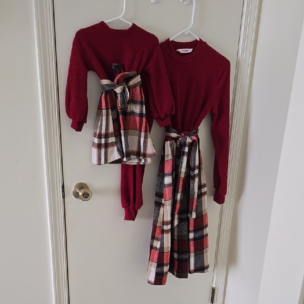 PatPat Mommy & Me Red and Plaid Matching Dresses Holiday